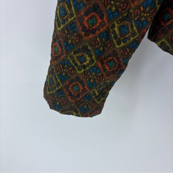 Vintage Brown and Green quilted Blazer with Geometric Pattern gold women’s 8 - Picture 4 of 7